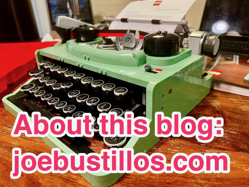 about joebustillos.com - LEGO typewriter